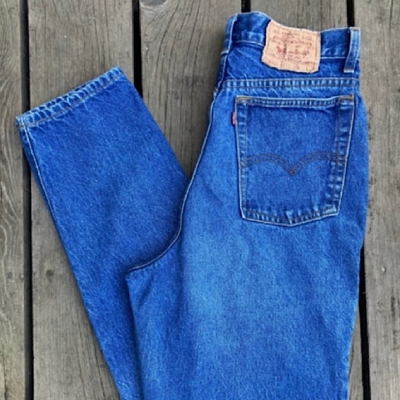 LEVI’S Vintage Jeans Retro USA MADE Cotton High Rise Tapered Blue Denim Size 14 - Picture 2 of 16